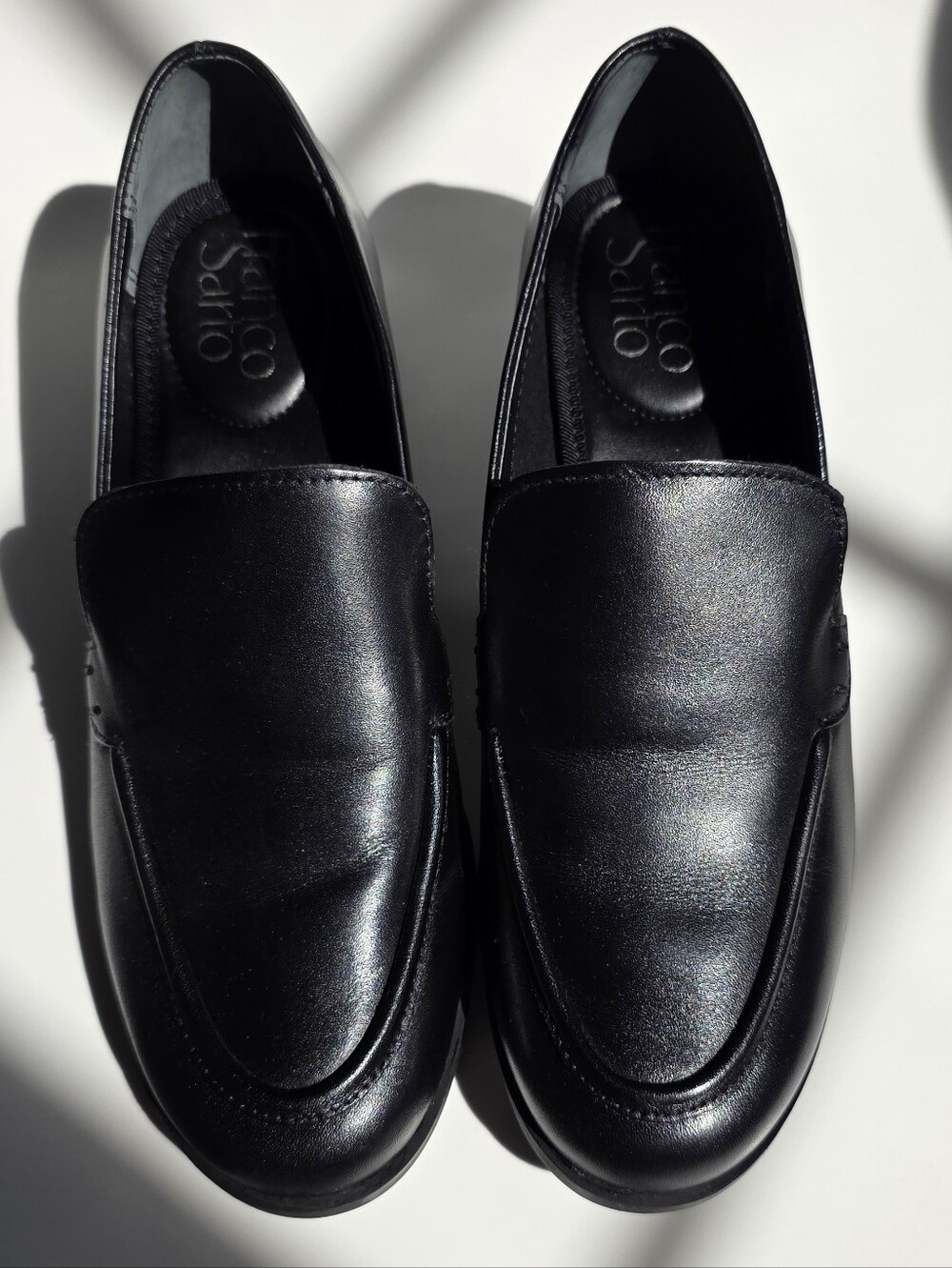Franco Sarto Black Leather Women's Slip-On Loafers